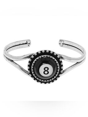 Silver Black 8 Ball Cuff Bracelet Eight Ball Cuff bangle Pool game bracelet